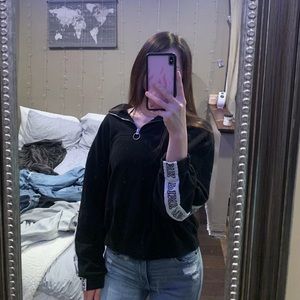 Pink black half zip up